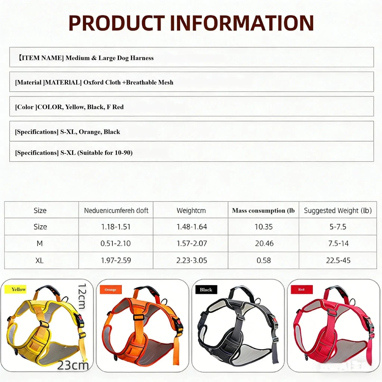 Adjustable No-Pull Reflective Dog Harness with Breathable Chest Strap for Outdoor Activities