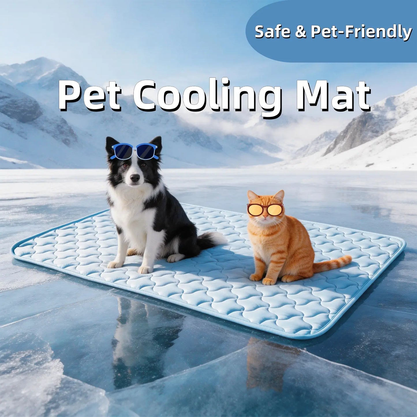 MIXJOY Premium Cooling Mat for Dogs of All Sizes - Q-Max > 0.5 Instant Temperature Reduction, Machine Washable, Snag Resistant, Anti-Slip Design for Indoor and Outdoor Use - Blue