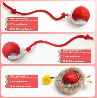 Interactive Cat and Dog Toy Ball with Bird Chirping Sound - USB Rechargeable, Anti-Depression Gift, Smart Motion Sensor, Chew-Resistant Design, Ultra-Quiet Operation, Long-Lasting Battery, Multi-Surface Compatibility