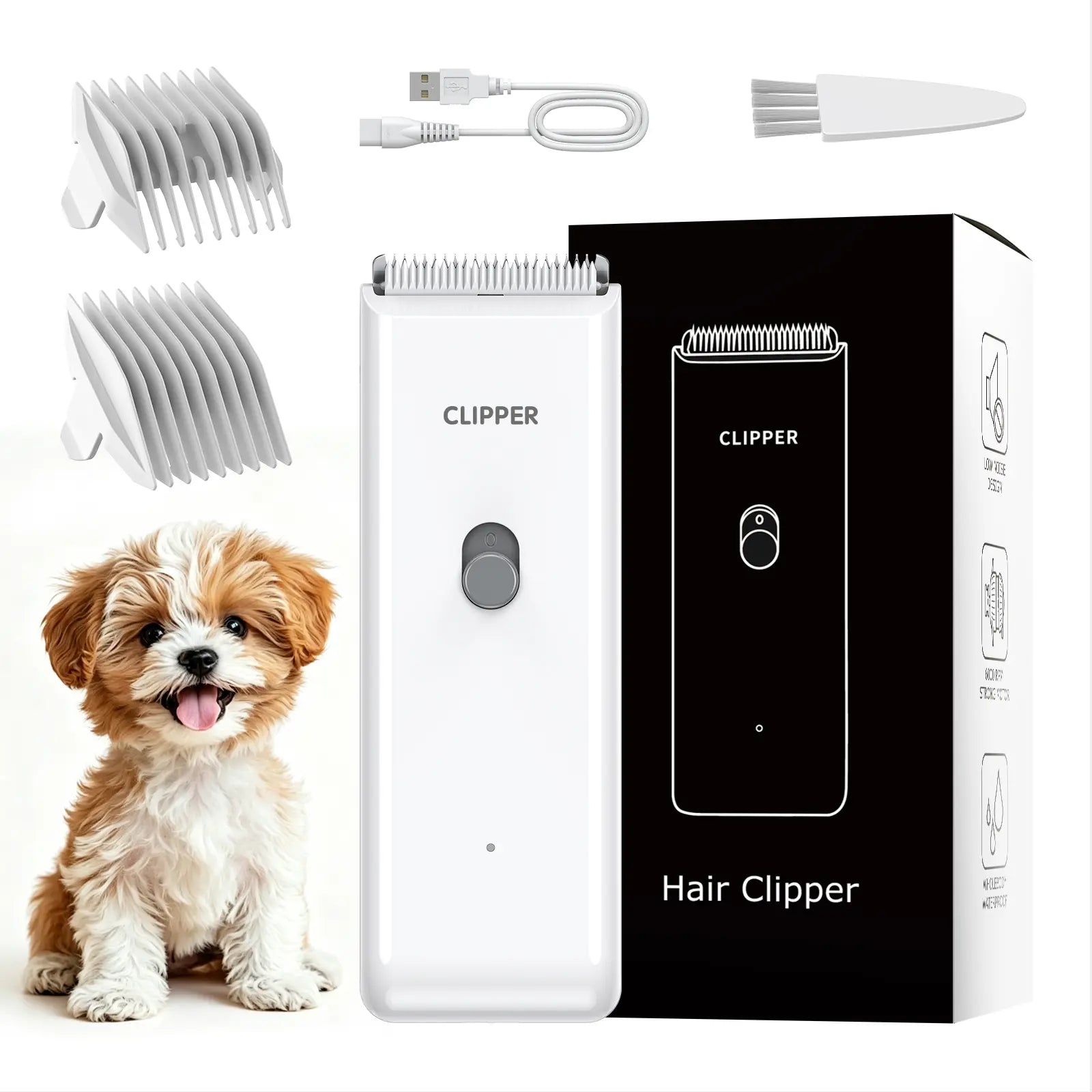 Professional Rechargeable Cordless Pet Clippers for Dog and Cat Grooming, Low Noise Ceramic Blade Trimmer for Matted and Long Hair