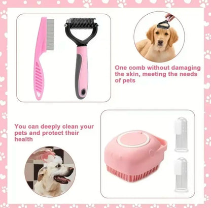 8-in-1 Professional Pet Grooming Kit for Dogs and Cats - Includes Dematting Comb, Slicker Brush, Nail Clipper, and Trimmer for a Tangle-Free and Shiny Coat