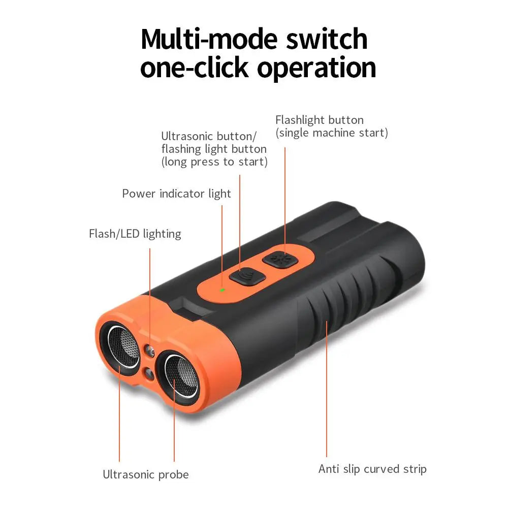 Upgraded Dual-Headed Ultrasonic Dog Repeller and Bark Stopper Flashlight - Rechargeable Portable Device for Effective Pet Barking Control, Essential for Dog Walkers and Pet Enthusiasts