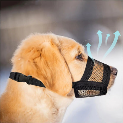 Adjustable Air Mesh Dog Muzzle for Various Breeds | Prevents Barking, Scavenging, Licking, and Chewing | Ideal for Biting Prevention