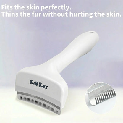 TUFFYUKI Professional Pet Deshedding Tool - Gentle Undercoat Rake for Dogs and Cats, Effective Shedding Reduction and Dematting Comb for Long-Haired Pets