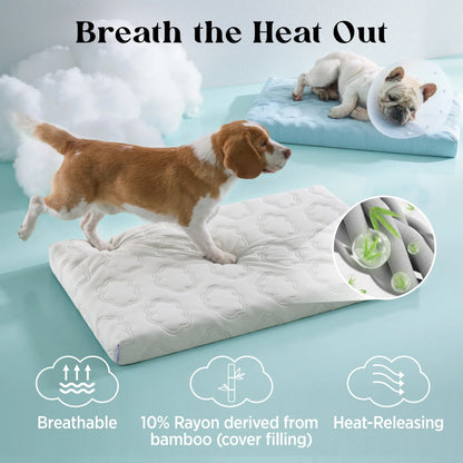 Lesure Orthopedic Dog Cooling Mat - Q-Max > 0.5 with Washable Cover and Non-Slip Egg Crate Foam for Extra Large Dogs