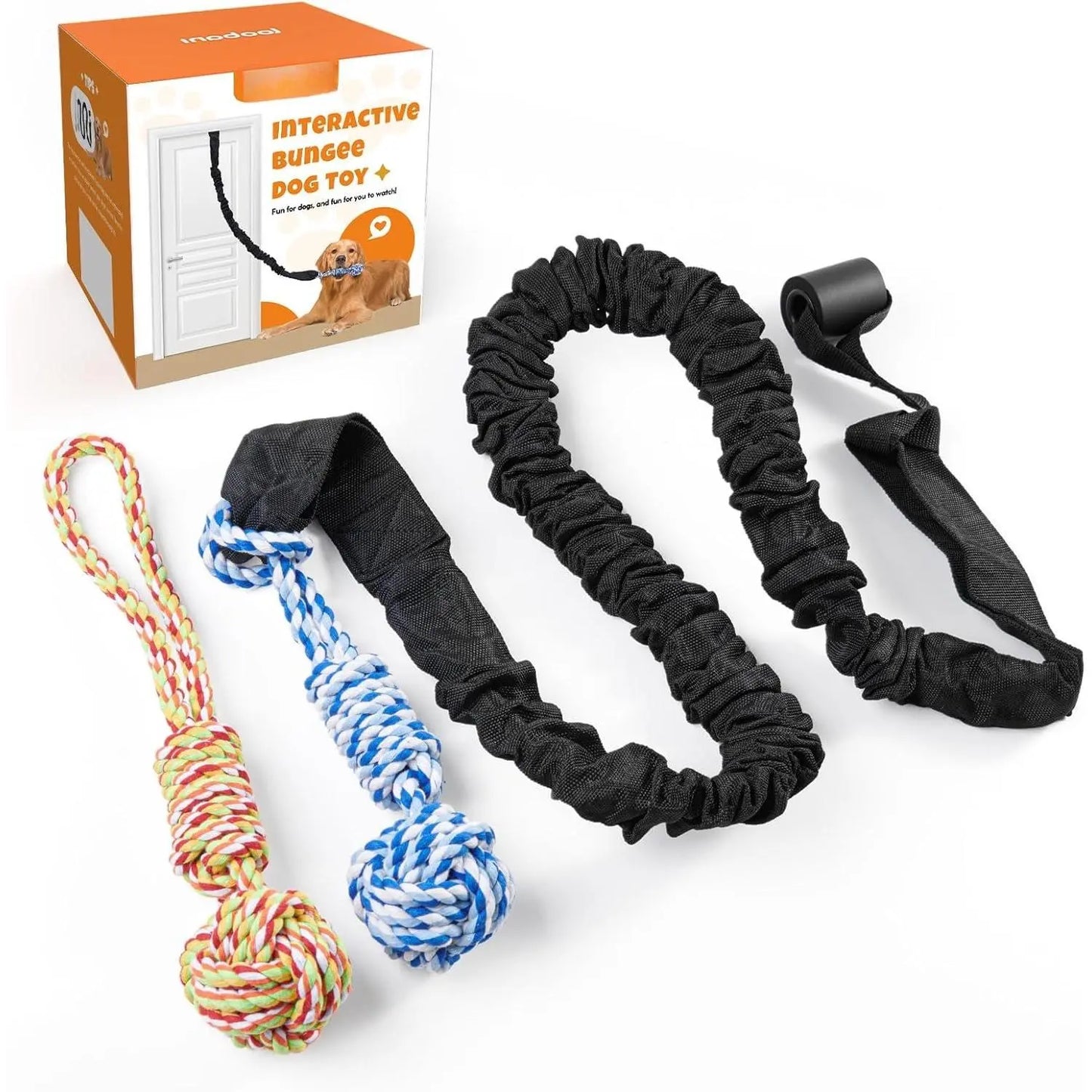 Spring Pole Rope Tug Toys for Medium to Large Dogs - Interactive Bungee Exercise Ropes for Indoor and Outdoor Use (Door Style)