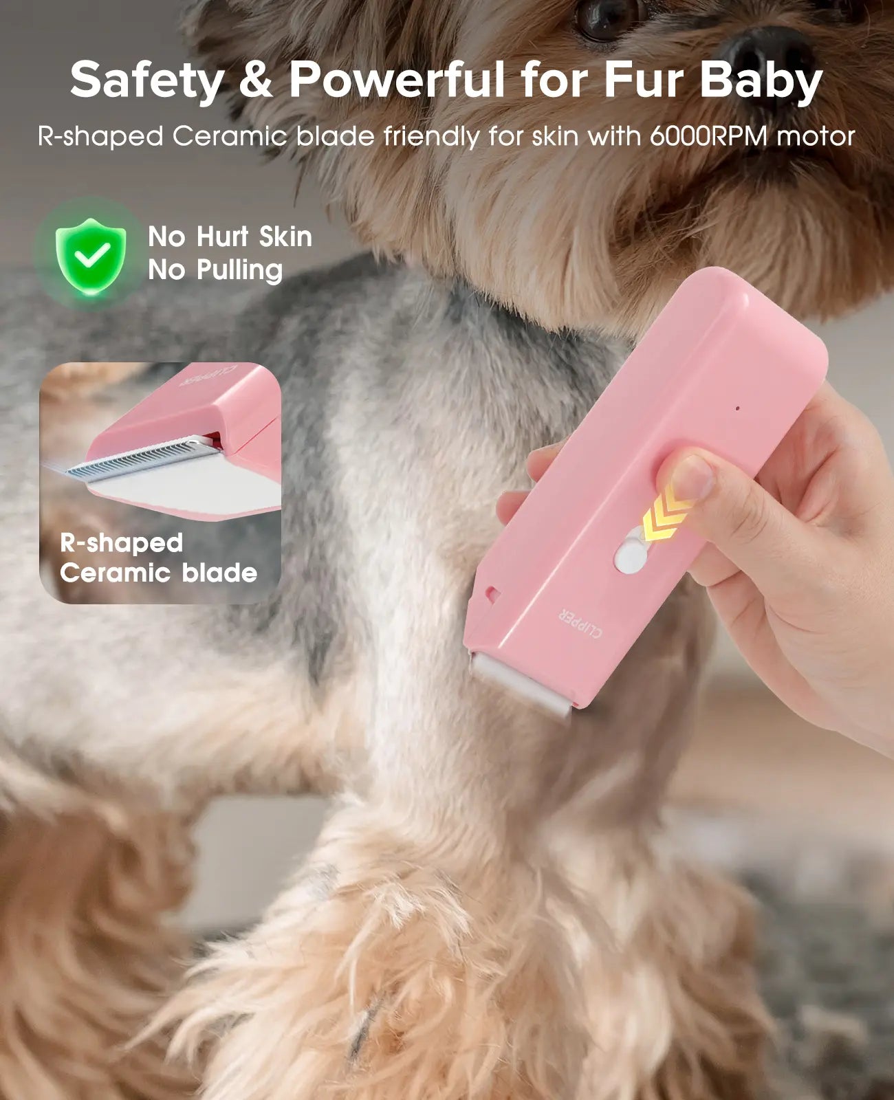 Professional Rechargeable Cordless Pet Clippers for Dog and Cat Grooming, Low Noise Ceramic Blade Trimmer for Matted and Long Hair