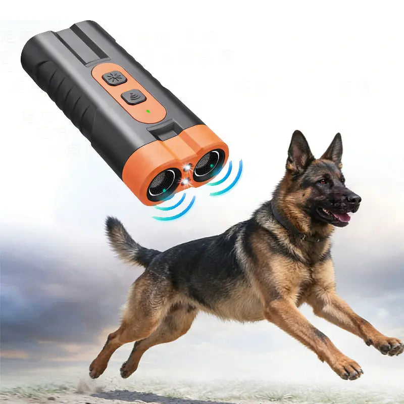 Upgraded Dual-Headed Ultrasonic Dog Repeller and Bark Stopper Flashlight - Rechargeable Portable Device for Effective Pet Barking Control, Essential for Dog Walkers and Pet Enthusiasts
