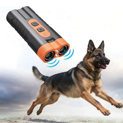 Upgraded Dual-Headed Ultrasonic Dog Repeller and Bark Stopper Flashlight - Rechargeable Portable Device for Effective Pet Barking Control, Essential for Dog Walkers and Pet Enthusiasts