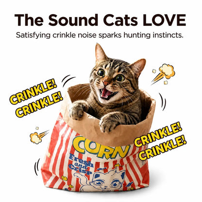 Giant Collapsible Cat Crinkle Bag Tunnel - 29.5 x 13.8 Inch Interactive Hideaway for Indoor Cats, Kittens, Rabbits, and Ferrets with Crinkle Sound