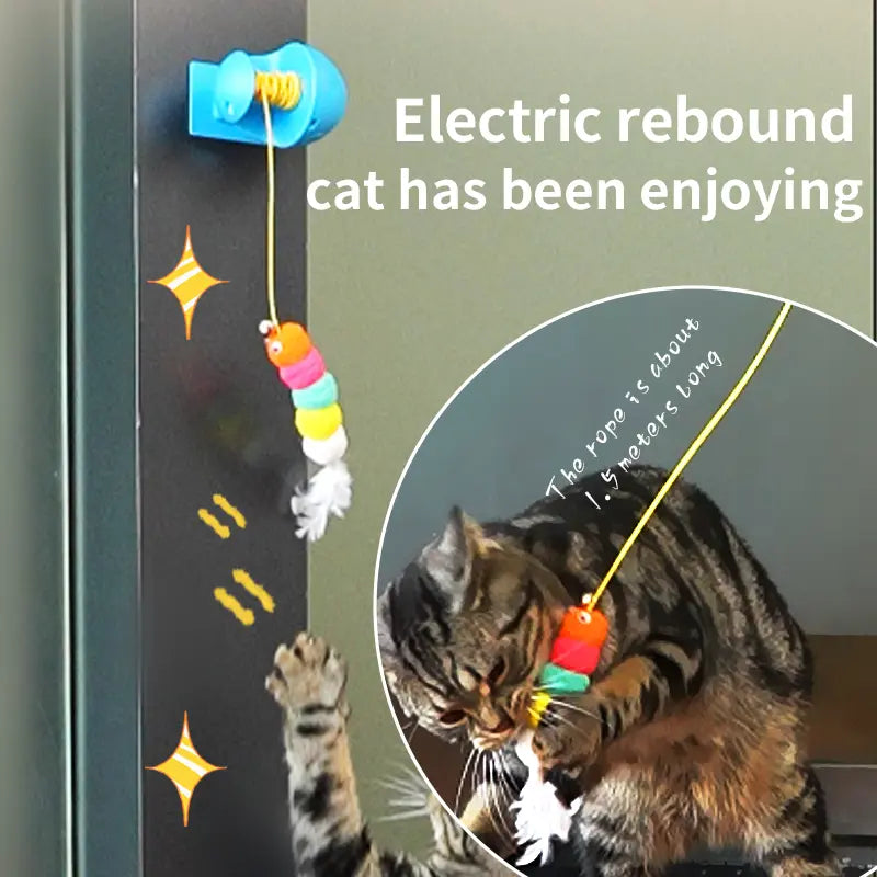 Automated Wall-Mounted Cat Teaser Toy with Adjustable Modes and Rechargeable Feather Exercise Feature