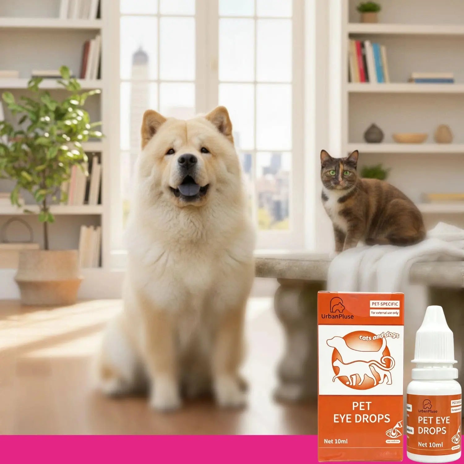 Urbanpluse Natural Pet Eye Drops for Dogs and Cats - 10ML Tear Stain Remover for Itchy, Dry, and Pink Eyes