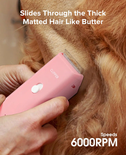 Professional Rechargeable Cordless Pet Clippers for Dog and Cat Grooming, Low Noise Ceramic Blade Trimmer for Matted and Long Hair