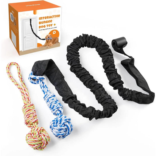 Spring Pole Rope Tug Toys for Medium to Large Dogs - Interactive Bungee Exercise Ropes for Indoor and Outdoor Use (Door Style)