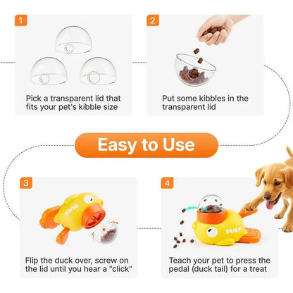 Yellow Duck Food Dispensing Cat Toy - Interactive Boredom Relief Wand for Cats and Dogs, Durable Slow Feeder and Snack Puzzle, Ideal Gift for Pet Lovers