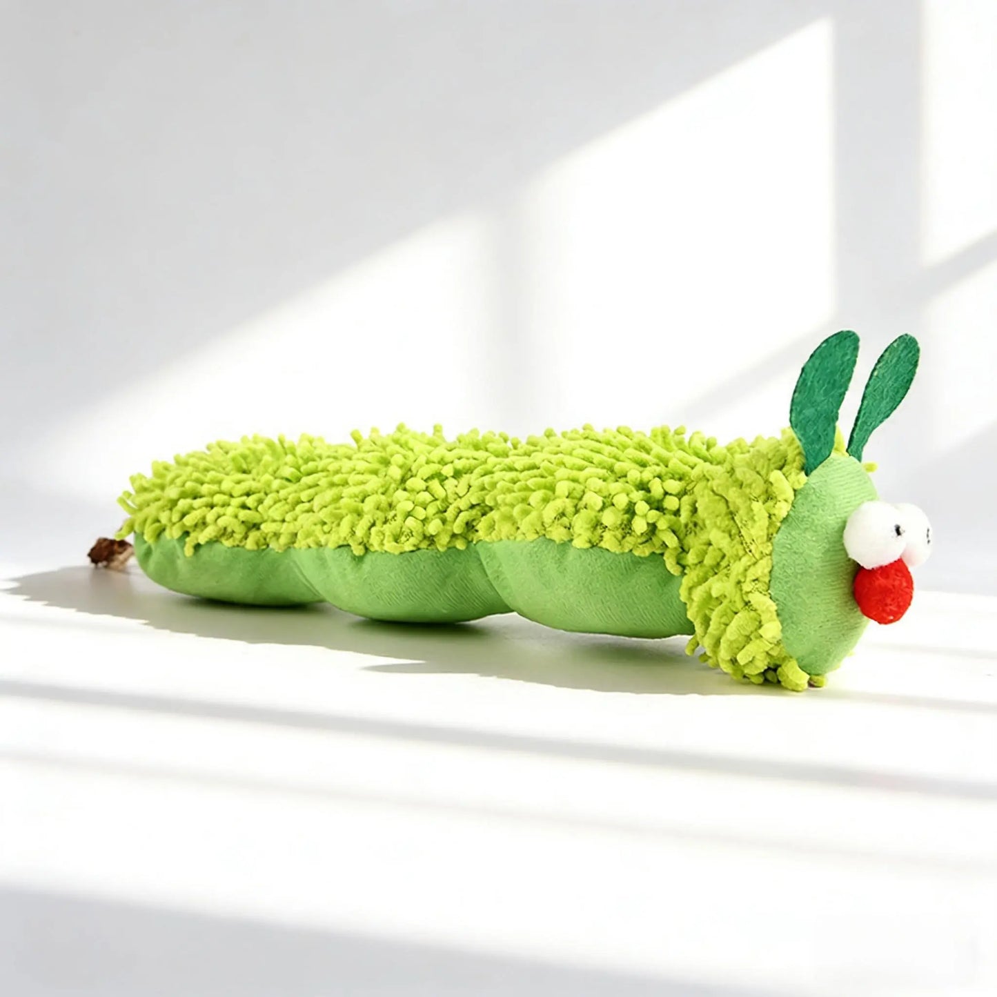 Catnip Caterpillar Plush Pillow - Interactive Crinkle Sound Cat Toy with Catnip Head and Silvervine Tail for Indoor Cats