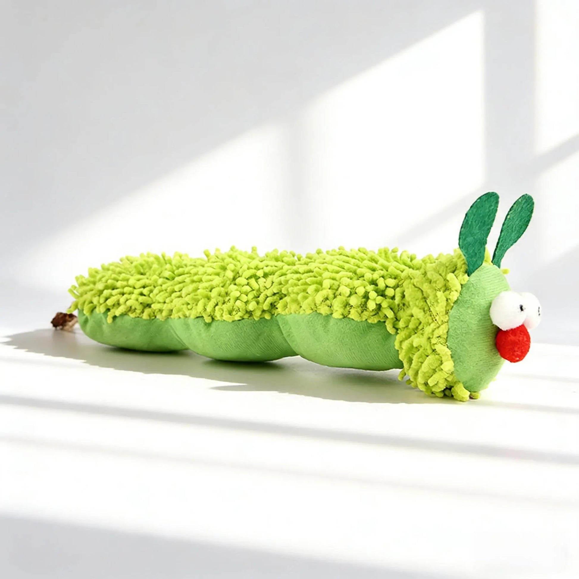 Catnip Caterpillar Plush Pillow - Interactive Crinkle Sound Cat Toy with Catnip Head and Silvervine Tail for Indoor Cats