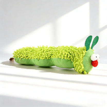Catnip Caterpillar Plush Pillow - Interactive Crinkle Sound Cat Toy with Catnip Head and Silvervine Tail for Indoor Cats