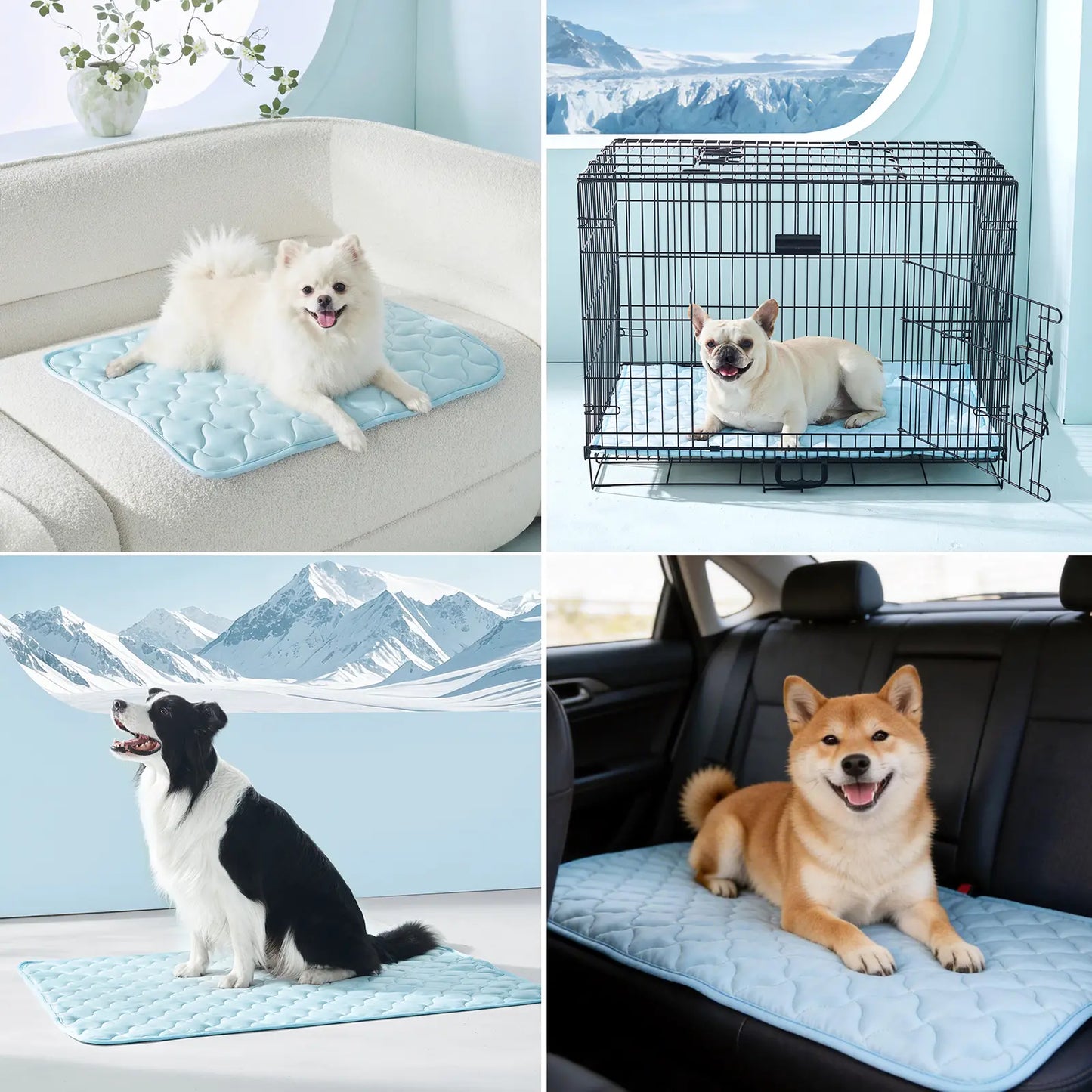 MIXJOY Premium Cooling Mat for Dogs of All Sizes - Q-Max > 0.5 Instant Temperature Reduction, Machine Washable, Snag Resistant, Anti-Slip Design for Indoor and Outdoor Use - Blue