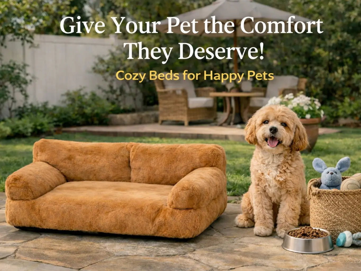 All-Season Washable Cozy Pet Sofa Bed for Small to Medium Dogs and Cats, 35.4 x 21.7 x 10.2 in, Brown Plush Fabric with Supportive Bolsters, Comfortable Indoor and Outdoor Lounger for Two Pets
