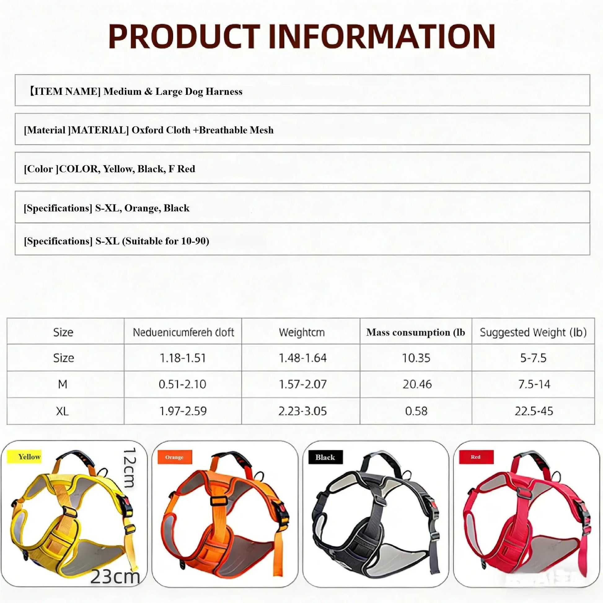 Adjustable No-Pull Reflective Dog Harness with Breathable Chest Strap for Outdoor Activities