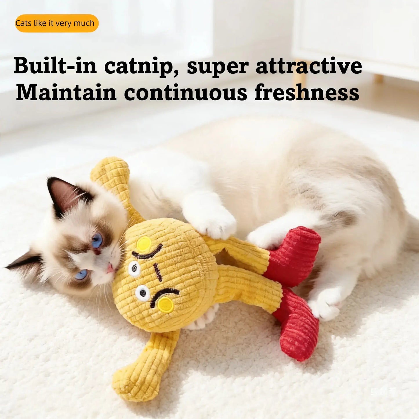 Interactive Plush Catnip Crinkle Toys - Set of 2, Soft and Durable for Indoor Kittens, Engaging Chew and Kick Experience