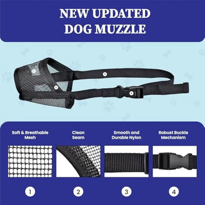 Adjustable Air Mesh Dog Muzzle for Various Breeds | Prevents Barking, Scavenging, Licking, and Chewing | Ideal for Biting Prevention