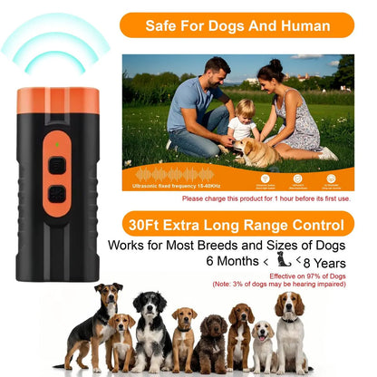Upgraded Dual-Headed Ultrasonic Dog Repeller and Bark Stopper Flashlight - Rechargeable Portable Device for Effective Pet Barking Control, Essential for Dog Walkers and Pet Enthusiasts