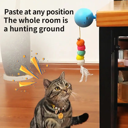 Automated Wall-Mounted Cat Teaser Toy with Adjustable Modes and Rechargeable Feather Exercise Feature
