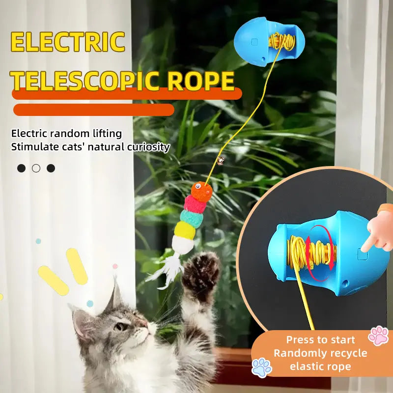 Automated Wall-Mounted Cat Teaser Toy with Adjustable Modes and Rechargeable Feather Exercise Feature