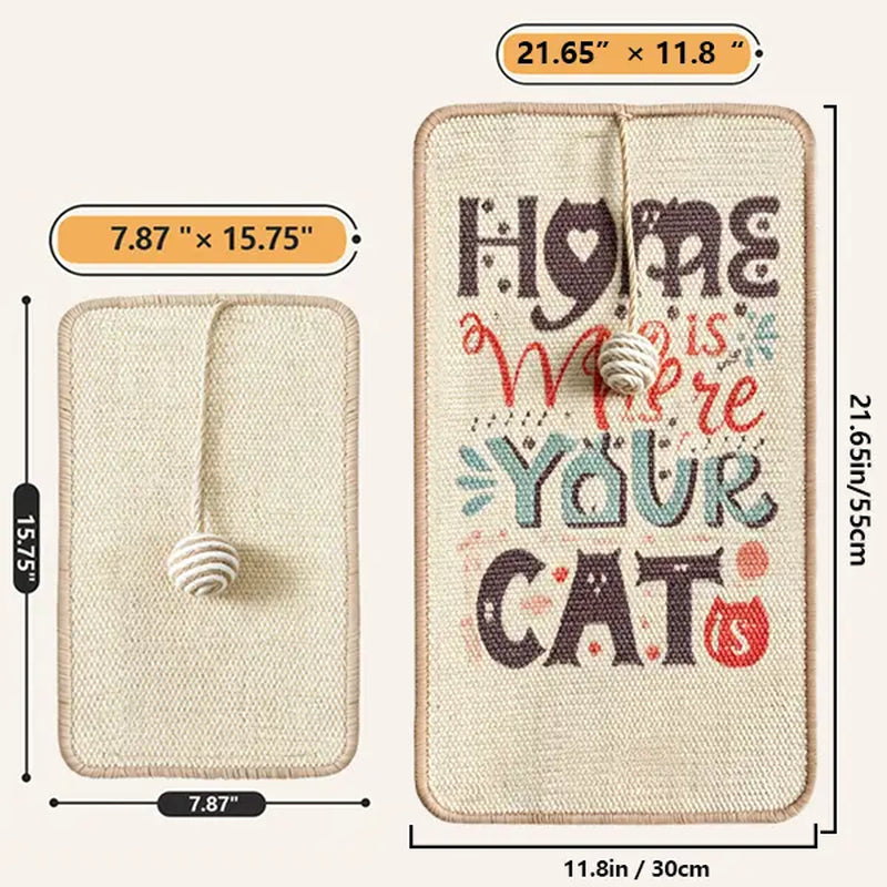 Sisal Wall Cat Scratching Mat - Indoor Scratching Pad for Furniture and Wall Protection, Durable Cat and Kitten Scratcher