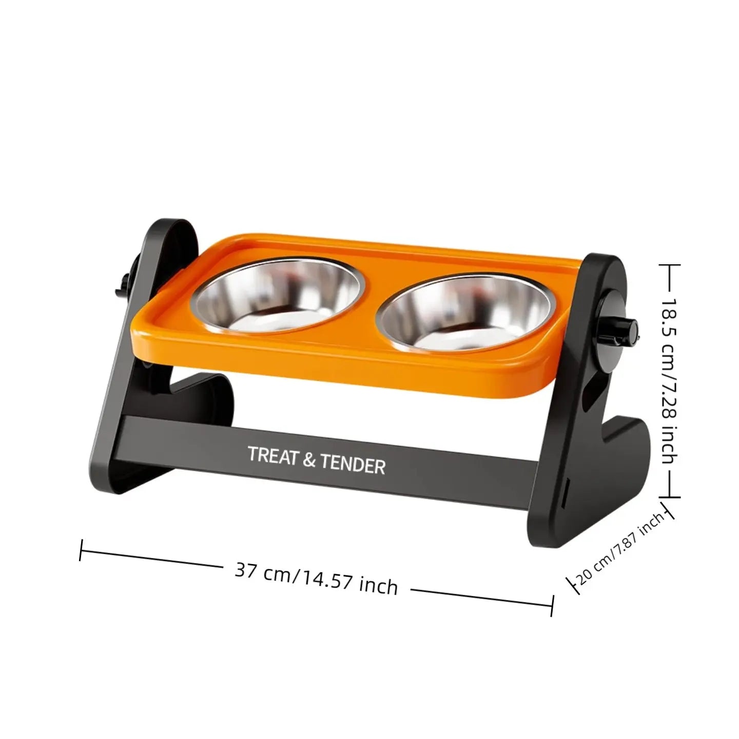 Elevated Stainless Steel Dog Feeding Bowls Set with Adjustable Height and Non-Slip Design for Small Dogs and Cats - Includes 2 Bowls and 1 Raised Stand