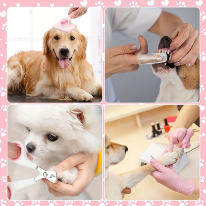 8-in-1 Professional Pet Grooming Kit for Dogs and Cats - Includes Dematting Comb, Slicker Brush, Nail Clipper, and Trimmer for a Tangle-Free and Shiny Coat