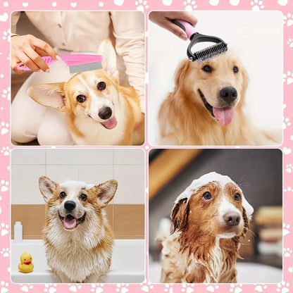 8-in-1 Professional Pet Grooming Kit for Dogs and Cats - Includes Dematting Comb, Slicker Brush, Nail Clipper, and Trimmer for a Tangle-Free and Shiny Coat