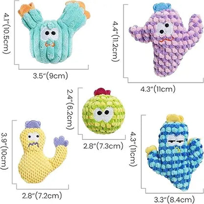 Pawsible 5-Pack Colorful Cactus Cat Toy Set with 100% Premium Catnip Filling - Natural Stimulation and Soft Teething Toys for Kittens