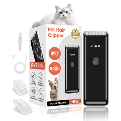 Professional Rechargeable Cordless Pet Clippers for Dog and Cat Grooming, Low Noise Ceramic Blade Trimmer for Matted and Long Hair