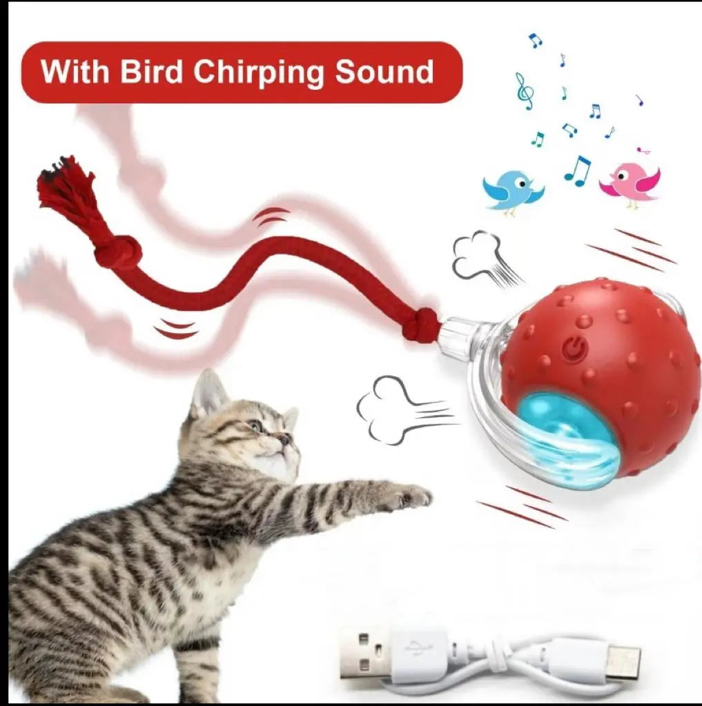 Interactive Cat and Dog Toy Ball with Bird Chirping Sound - USB Rechargeable, Anti-Depression Gift, Smart Motion Sensor, Chew-Resistant Design, Ultra-Quiet Operation, Long-Lasting Battery, Multi-Surface Compatibility