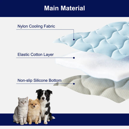 MIXJOY Premium Cooling Mat for Dogs of All Sizes - Q-Max > 0.5 Instant Temperature Reduction, Machine Washable, Snag Resistant, Anti-Slip Design for Indoor and Outdoor Use - Blue