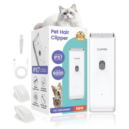 Professional Rechargeable Cordless Pet Clippers for Dog and Cat Grooming, Low Noise Ceramic Blade Trimmer for Matted and Long Hair