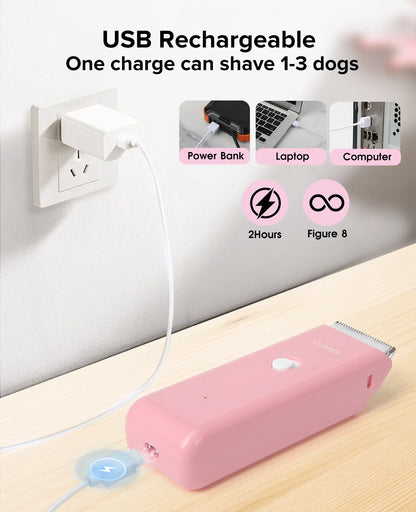 Professional Rechargeable Cordless Pet Clippers for Dog and Cat Grooming, Low Noise Ceramic Blade Trimmer for Matted and Long Hair