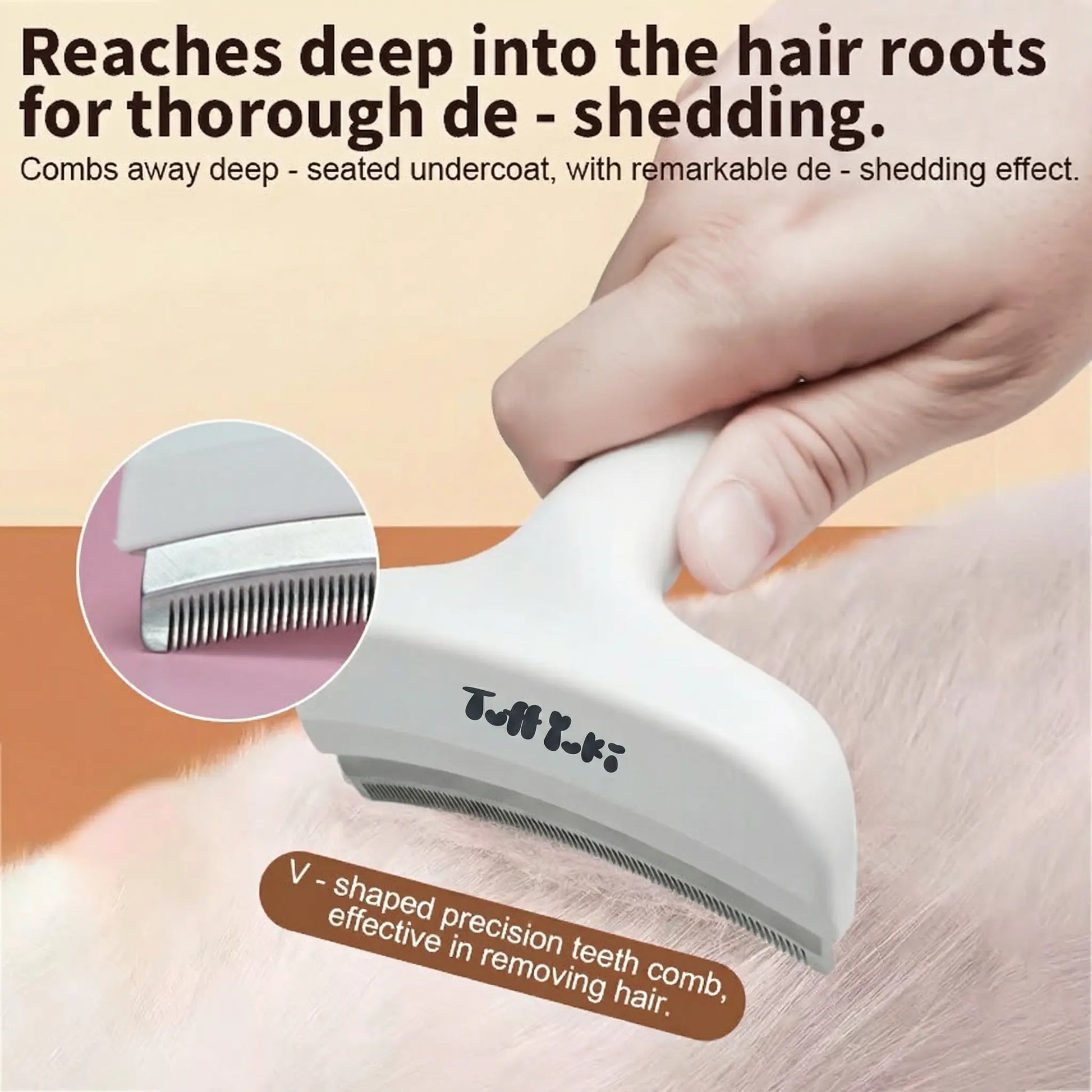 TUFFYUKI Professional Pet Deshedding Tool - Gentle Undercoat Rake for Dogs and Cats, Effective Shedding Reduction and Dematting Comb for Long-Haired Pets