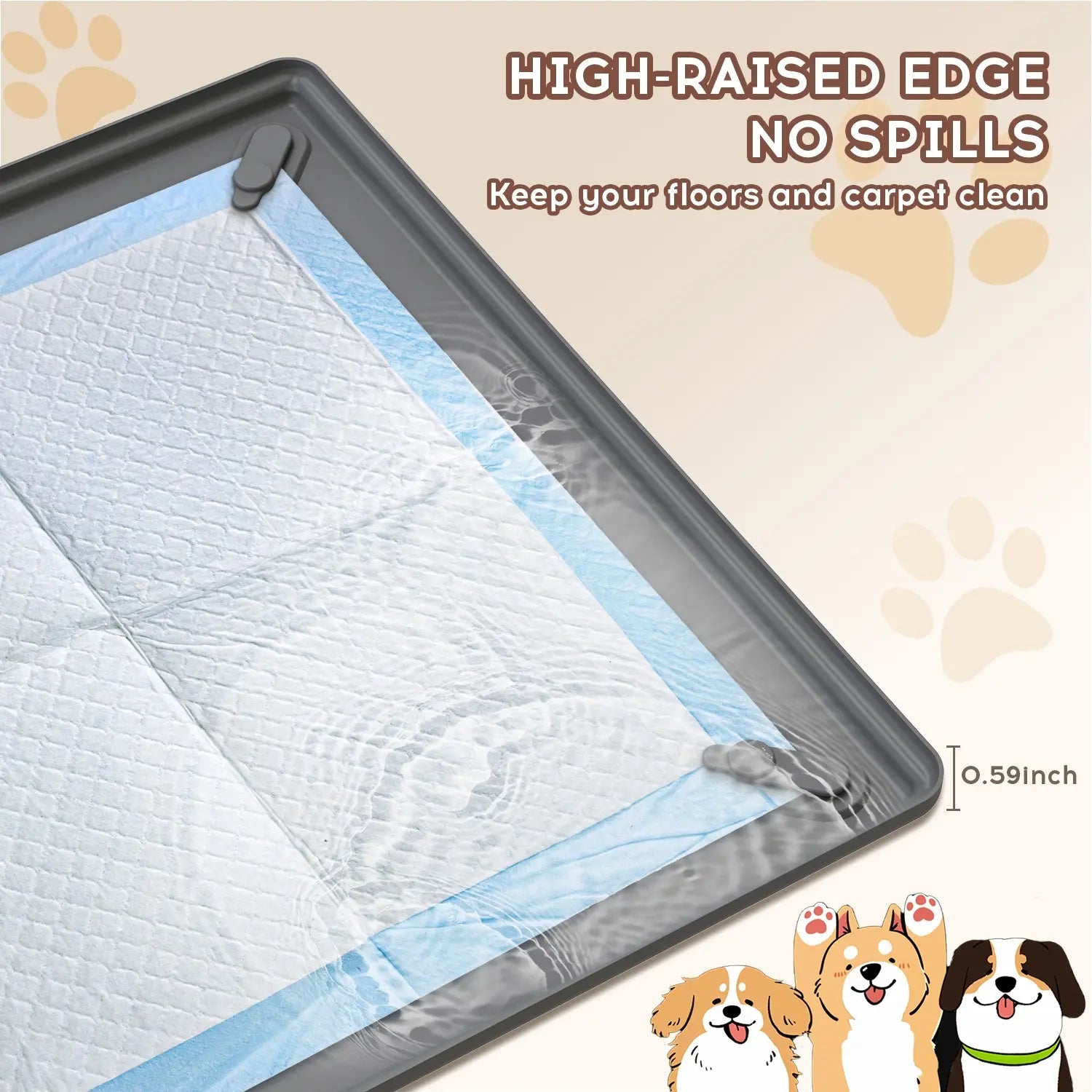 Pet Diaper Pad Tray Stand for Dog Incontinence Training, Easy-Clean Potty Training Mat, Floor Protection for Puppies and Small Dogs