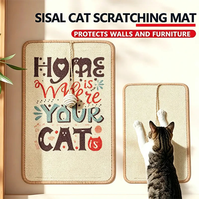 Sisal Wall Cat Scratching Mat - Indoor Scratching Pad for Furniture and Wall Protection, Durable Cat and Kitten Scratcher
