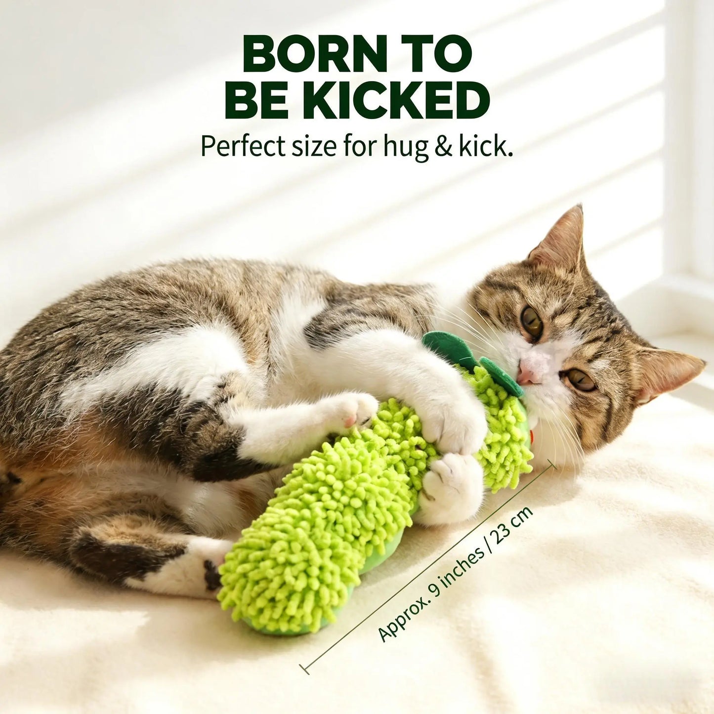 Catnip Caterpillar Plush Pillow - Interactive Crinkle Sound Cat Toy with Catnip Head and Silvervine Tail for Indoor Cats