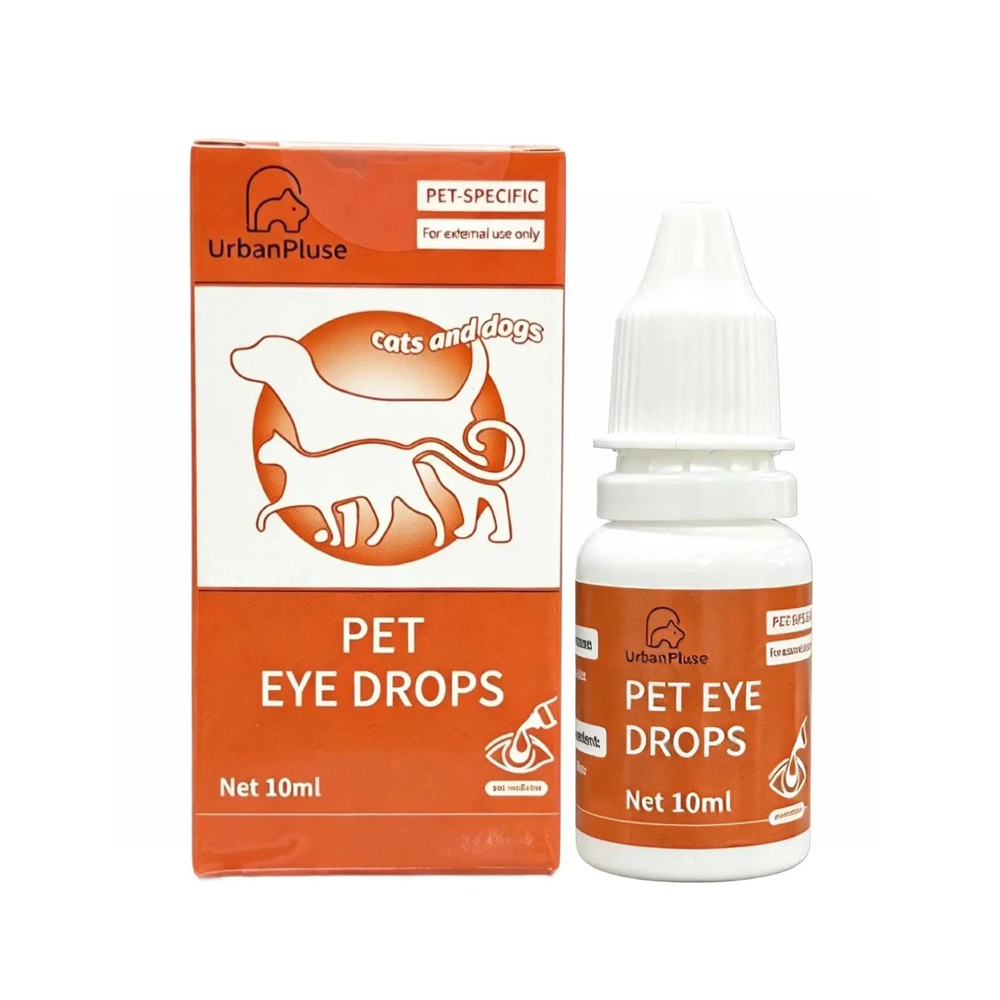 Urbanpluse Natural Pet Eye Drops for Dogs and Cats - 10ML Tear Stain Remover for Itchy, Dry, and Pink Eyes