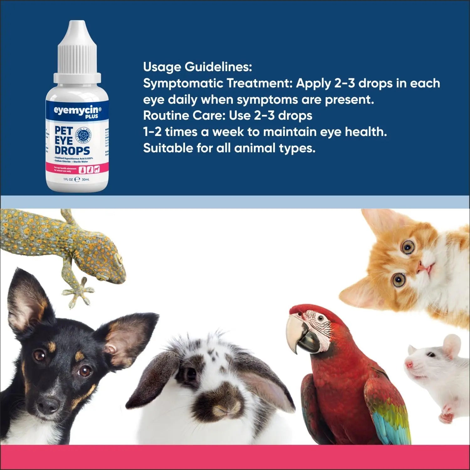Urbanpluse Natural Pet Eye Drops for Dogs and Cats - 10ML Tear Stain Remover for Itchy, Dry, and Pink Eyes