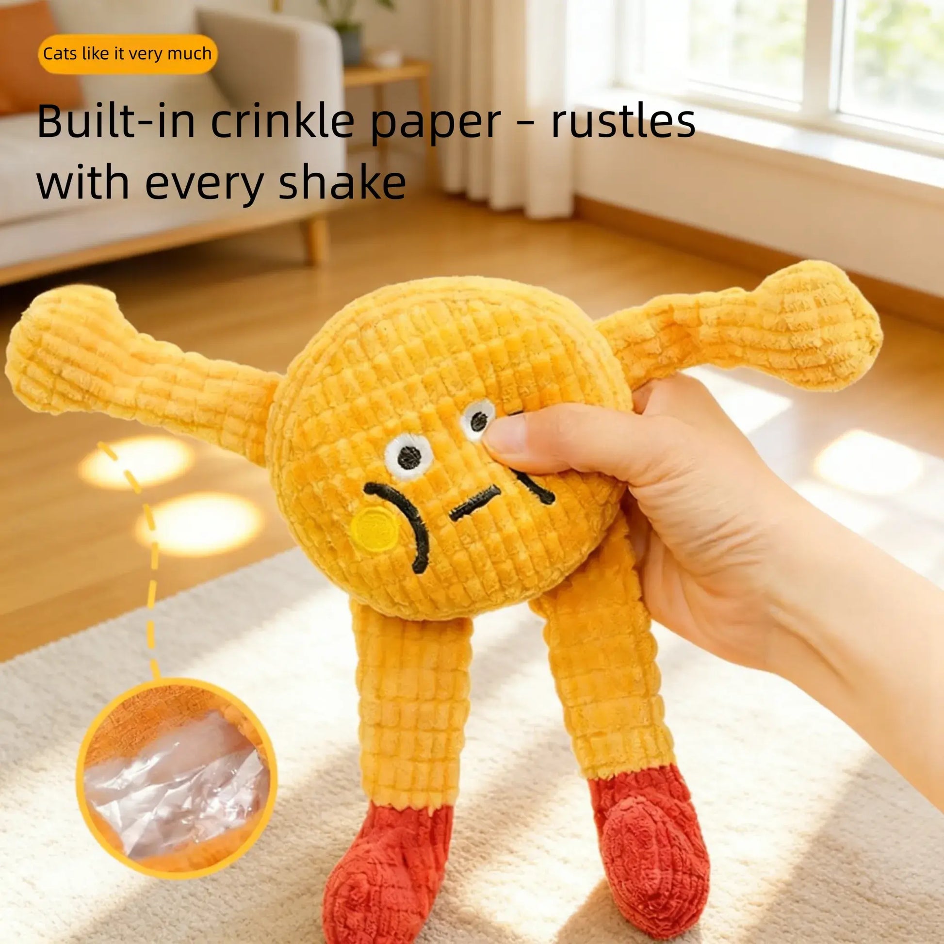 Interactive Plush Catnip Crinkle Toys - Set of 2, Soft and Durable for Indoor Kittens, Engaging Chew and Kick Experience