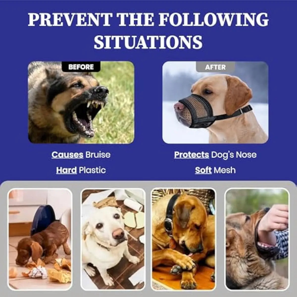 Adjustable Air Mesh Dog Muzzle for Various Breeds | Prevents Barking, Scavenging, Licking, and Chewing | Ideal for Biting Prevention