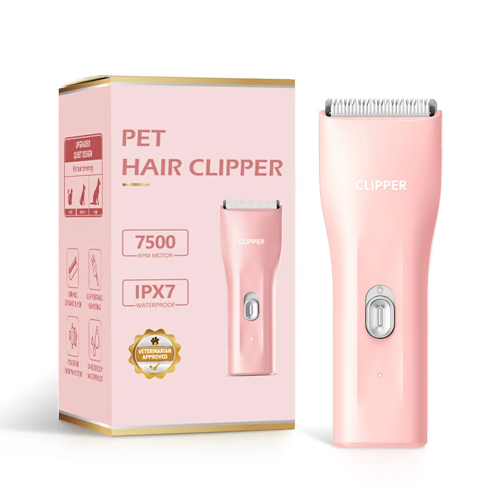 Professional Rechargeable Cordless Pet Clippers for Dog and Cat Grooming, Low Noise Ceramic Blade Trimmer for Matted and Long Hair