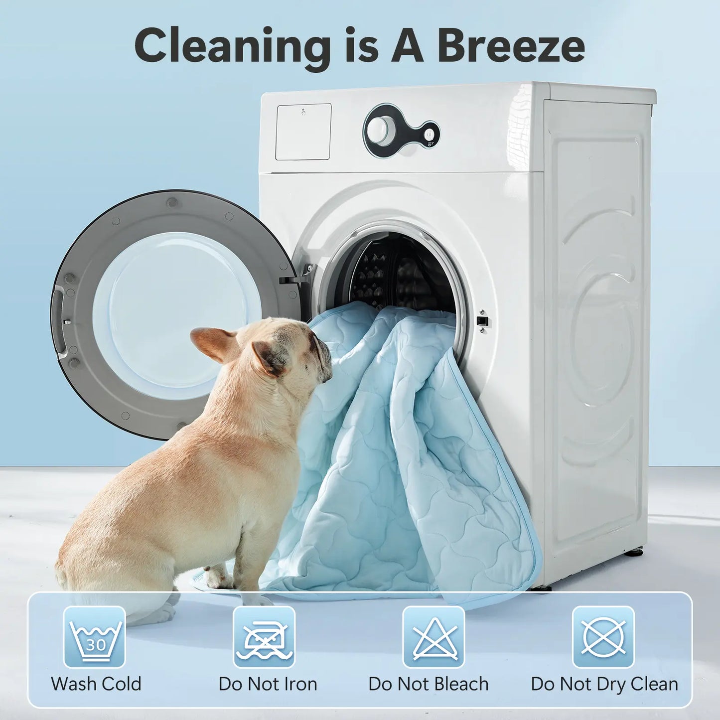 MIXJOY Premium Cooling Mat for Dogs of All Sizes - Q-Max > 0.5 Instant Temperature Reduction, Machine Washable, Snag Resistant, Anti-Slip Design for Indoor and Outdoor Use - Blue